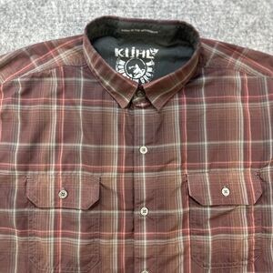 Kuhl Eluxor Shirt Men Medium Burgundy Fit Short Sleeve Plaid 7153